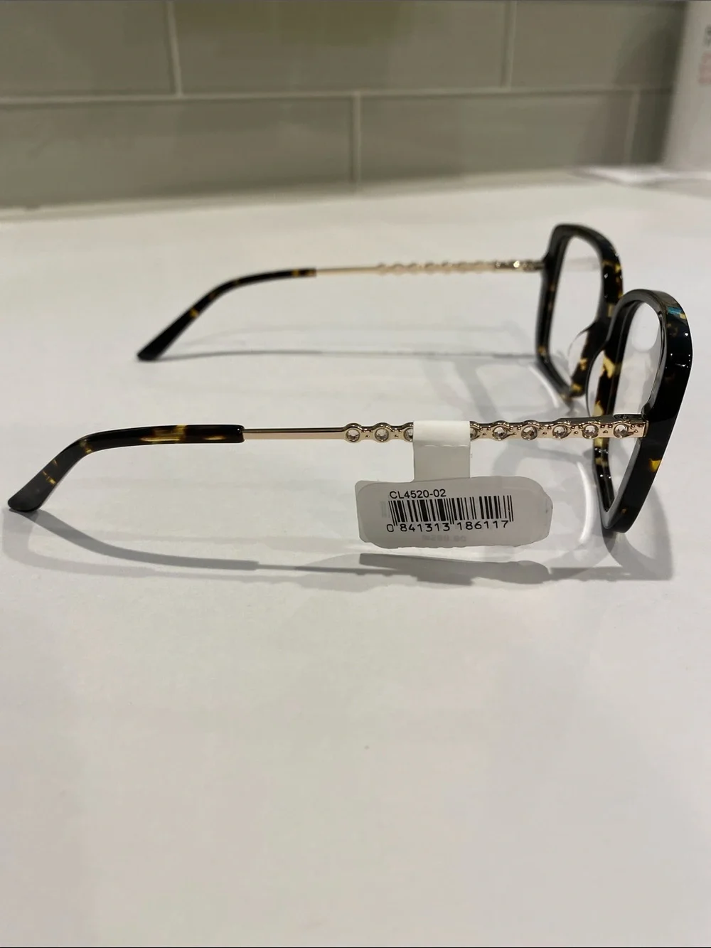 NEW Carolina Lemke Opticals Tortishell Crystal Embellished Glasses Academia CEO